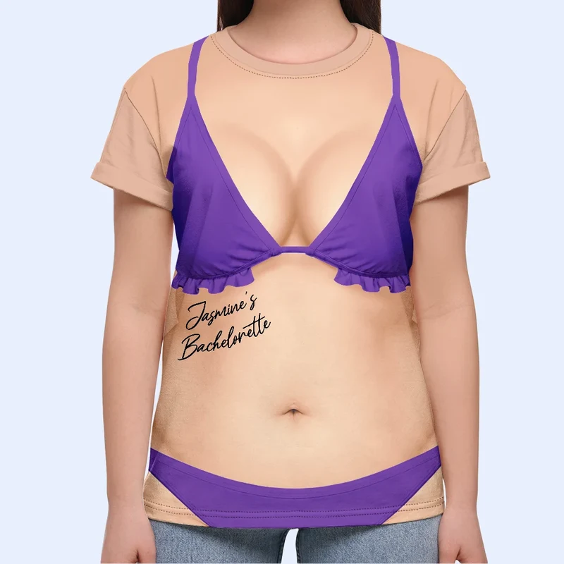 3D Funny Body Bikini Bachelorette Party - Personalized Full Print T Shirt - Image 5