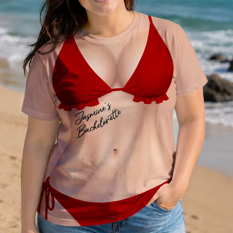 3D Funny Body Bikini Bachelorette Party - Personalized Full Print T Shirt - Image 6