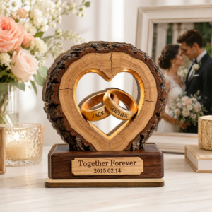 Together Forever Couple Anniversary 2D Flat Plaque - Personalized Wooden Plaque - Heartfelt Gift for Her, for Him