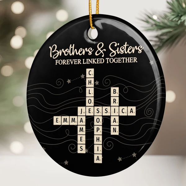 Brothers & Sisters Forever Linked Together New Version - Personalized Ornament - Image 4