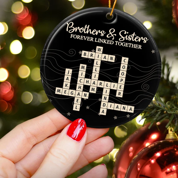 Brothers & Sisters Forever Linked Together New Version - Personalized Ornament - Image 3