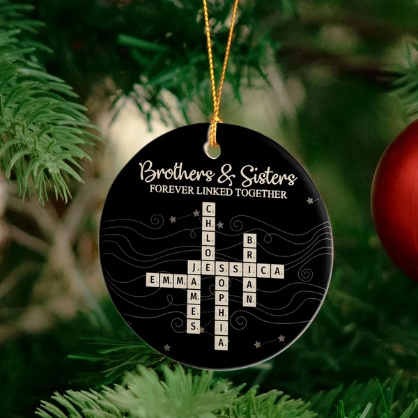 Brothers & Sisters Forever Linked Together New Version - Personalized Ornament - Image 2