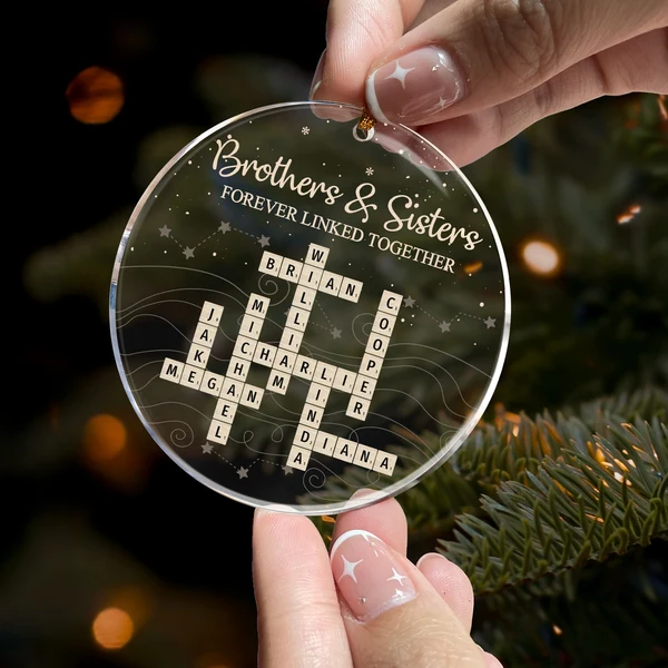 Brothers & Sisters Forever Linked Together Scrabble 2026 Christmas Ornament - Personalized Acrylic Ornament - Image 4