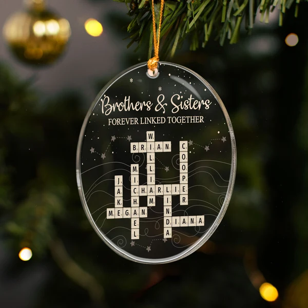 Brothers & Sisters Forever Linked Together Scrabble 2026 Christmas Ornament - Personalized Acrylic Ornament - Image 3