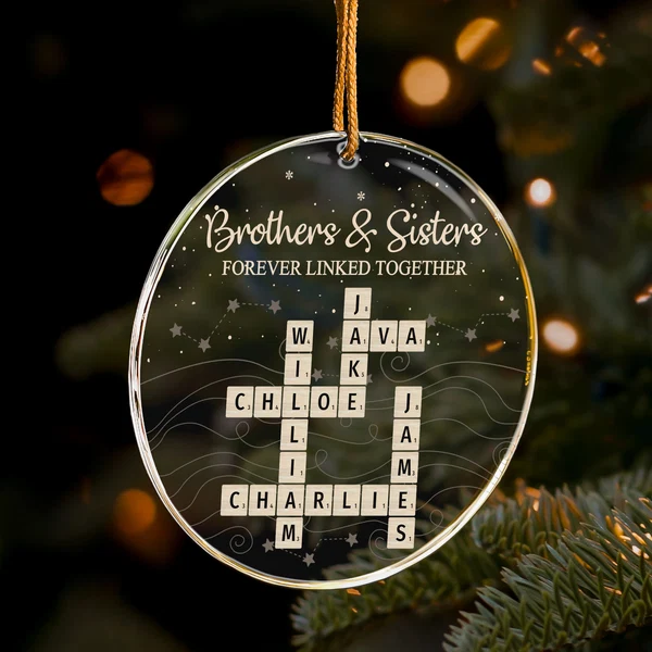 Brothers & Sisters Forever Linked Together Scrabble 2026 Christmas Ornament - Personalized Acrylic Ornament - Image 2