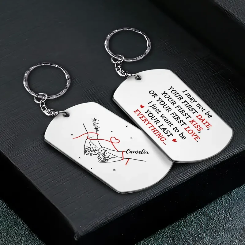 Couple Holding Hands I Want To Be Your Last Everything - Personalized Aluminum Keychain - Image 2