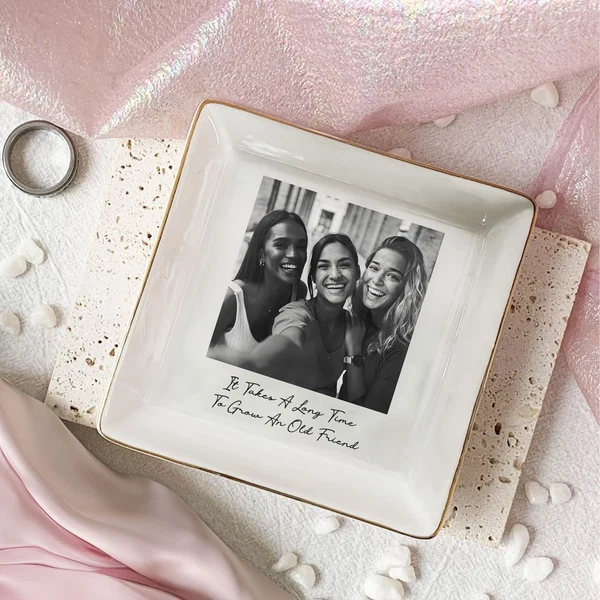 Custom Bestie Photo Trinket Tray For Best Friend Friendship Thank You Gifts - Personalized Jewelry Dish - Image 3