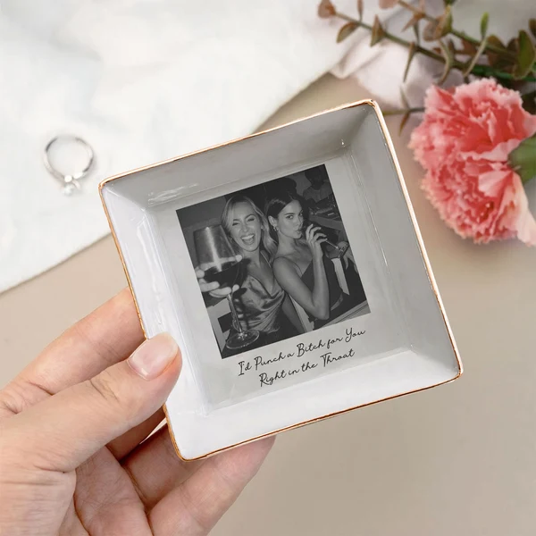 Custom Bestie Photo Trinket Tray For Best Friend Friendship Thank You Gifts - Personalized Jewelry Dish - Image 2