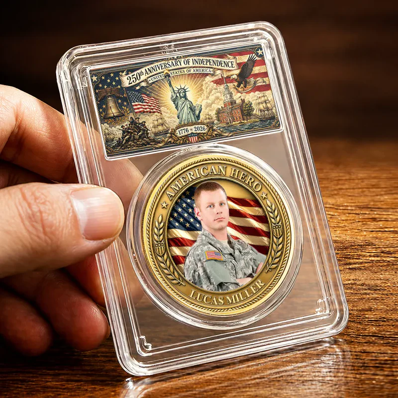Custom Photo American Hero 250 Years Of Freedom - Personalized Commemorative Keepsake Coin - Image 3