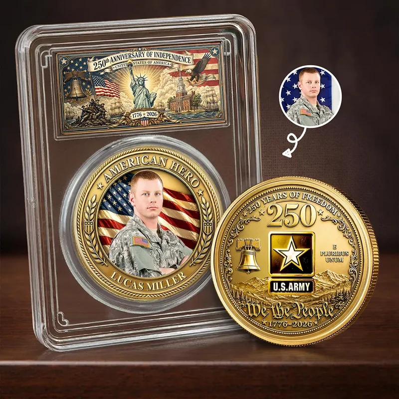 Custom Photo American Hero 250 Years Of Freedom - Personalized Commemorative Keepsake Coin
