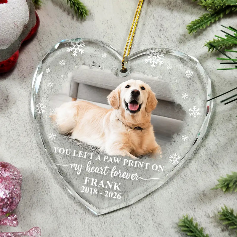 Custom Photo Forever Loved Memorial Dog Cat - Personalized Heart Shaped Glass Ornament - Image 4
