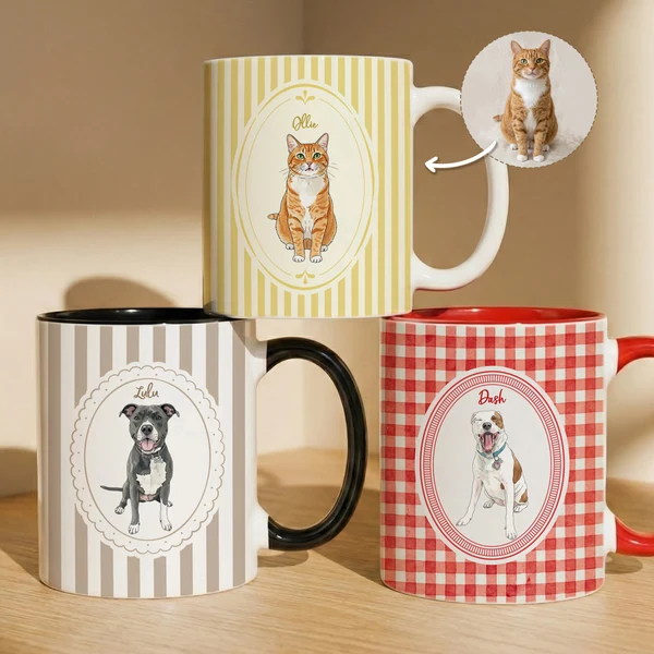 Custom Pet Portrait Watercolor New Version Gift For Dog Lover, Cat Lover - Personalized Mug