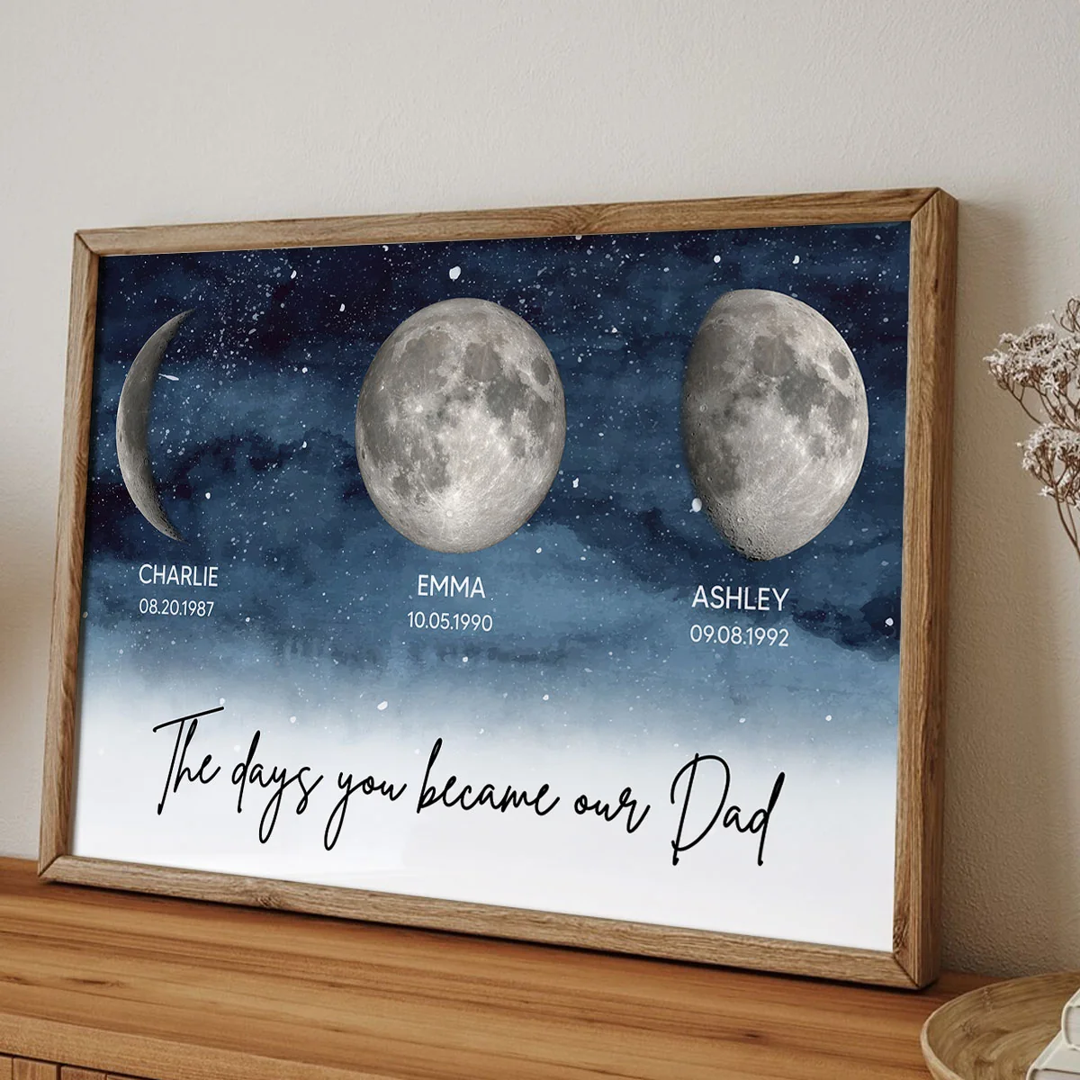 Starry Night Custom Birth Moon Phase The Days You Became Our Dad - Personalized Poster - Gift For Dad, Gift For Husband, Gift For Grandpa - Image 2
