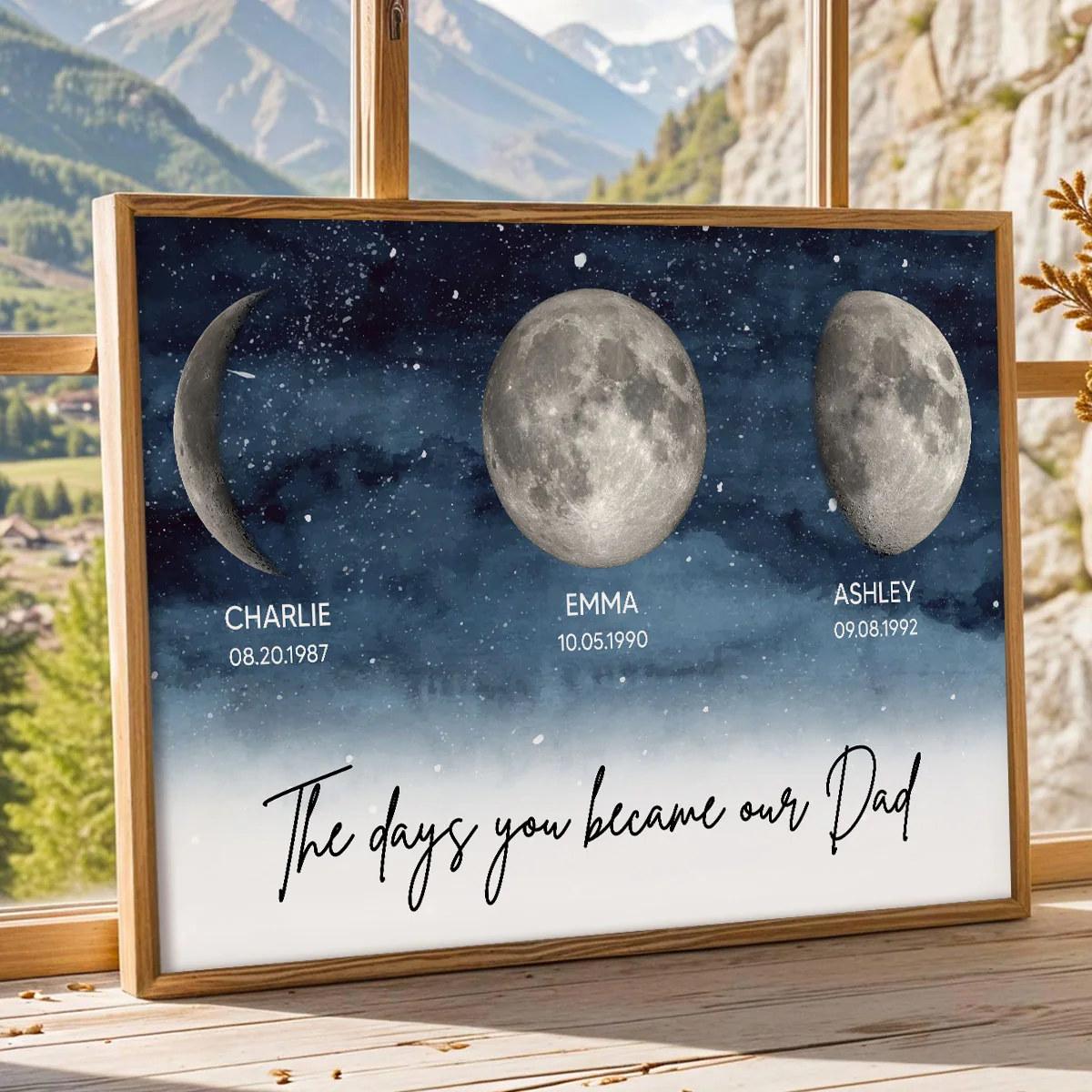 Starry Night Custom Birth Moon Phase The Days You Became Our Dad - Personalized Poster - Gift For Dad, Gift For Husband, Gift For Grandpa - Image 3