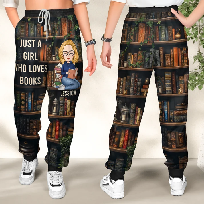 Just A Girl Who Loves Books - Personalized Sweatpants, Lounge Pants With Pockets, Custom Pajama Pants, Jogger Sweatpants,... - Image 6