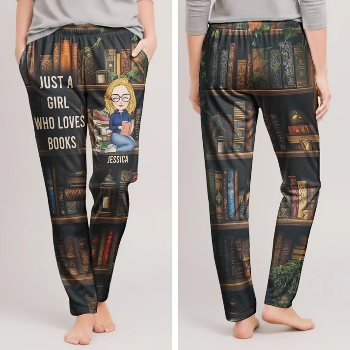 Just A Girl Who Loves Books - Personalized Sweatpants, Lounge Pants With Pockets, Custom Pajama Pants, Jogger Sweatpants,... - Image 5