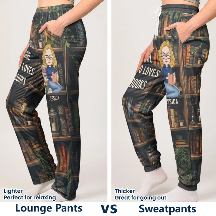 Just A Girl Who Loves Books - Personalized Sweatpants, Lounge Pants With Pockets, Custom Pajama Pants, Jogger Sweatpants,... - Image 7