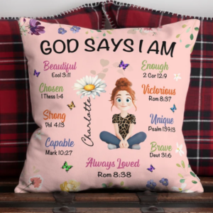 Kid Birth Flower God Says I Am - Personalized Pillow
