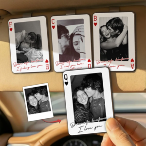 King & Queen Custom Couples Photo Drive Safe I Love You We're A Perfect Pair - Personalized Wooden Photo Car Visor Clip