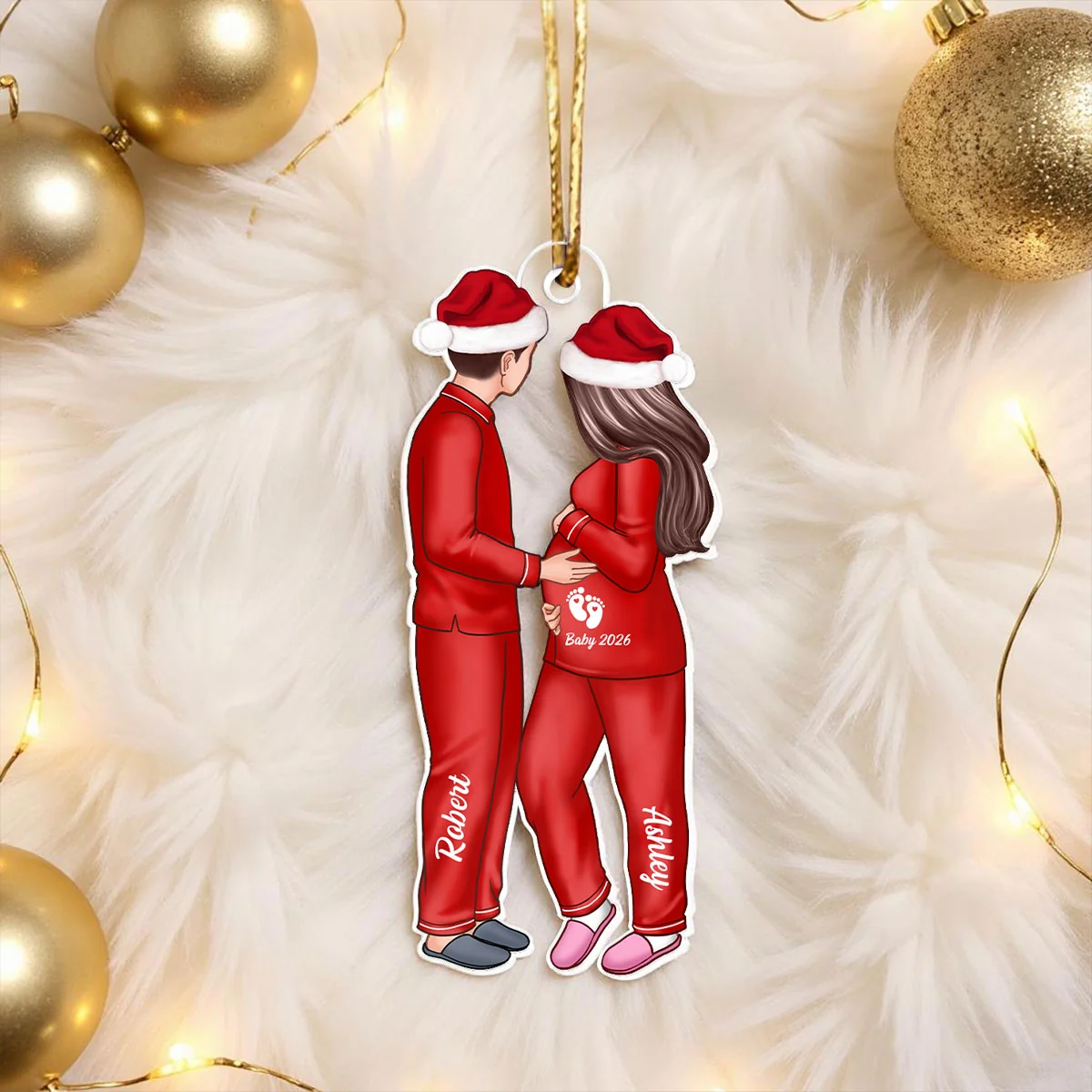 Expecting Parents Christmas Pregnancy - Personalized Acrylic Ornament - Image 6