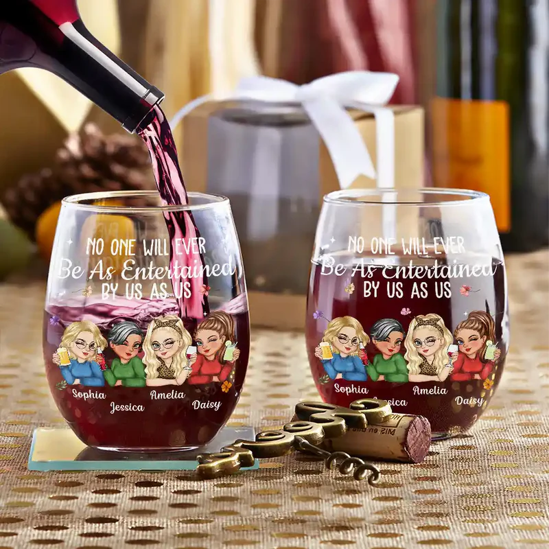 No One Will Ever Be As Entertained By Us As Us Bestie - Personalized Stemless Wine Glass - Image 3