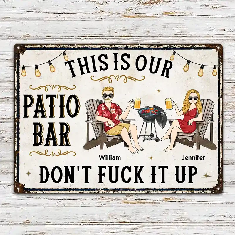 Our Happy Place Don't Ruin It - Personalized Classic Metal Signs - Image 2