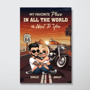 Bikers Couple Riding Partners for Life - Personalized Poster - Gift for Him, Gift for Her
