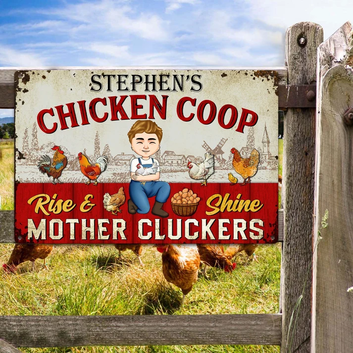Rise And Shine Mother Cluckers - Personalized Metal Sign - Image 3