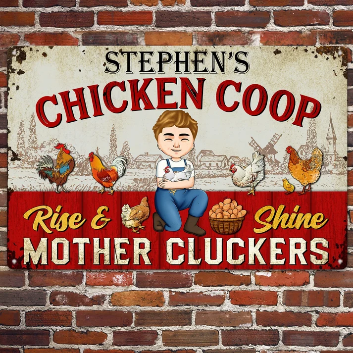 Rise And Shine Mother Cluckers - Personalized Metal Sign - Image 5