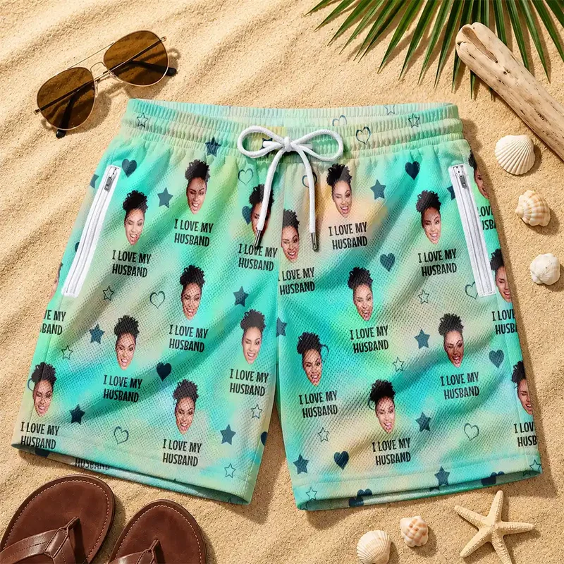 Funny Custom Photo I Love My Wife Thanks For All The Orgasms - Personalized Swim Trunks With Liner - Image 4