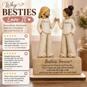 Besties Forever Pinky Promise 2D Flat - Personalized Wooden Plaque - Friendship Keepsake