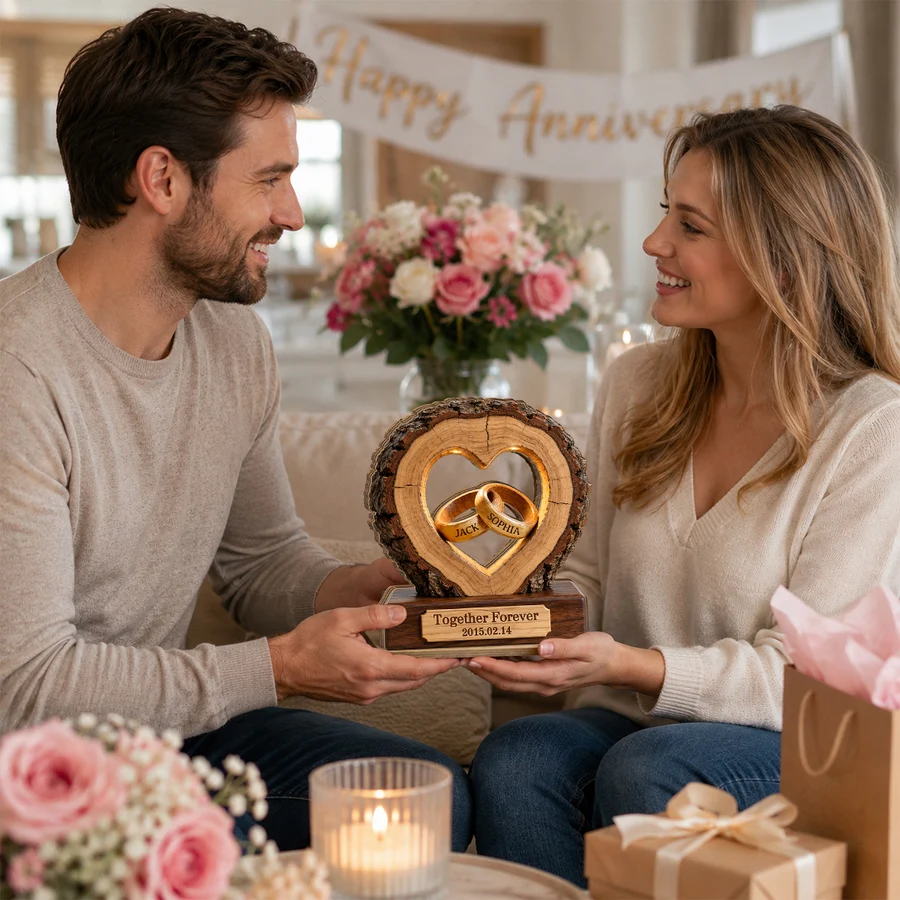 Together Forever Couple Anniversary 2D Flat Plaque - Personalized Wooden Plaque - Heartfelt Gift for Her, for Him - Image 3