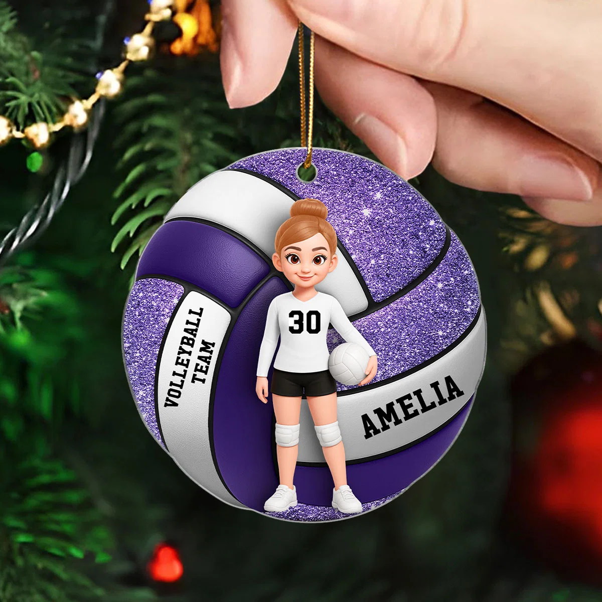 Volleyball Boy & Girl 3D Effect - Personalized Acrylic Ornament - Image 6