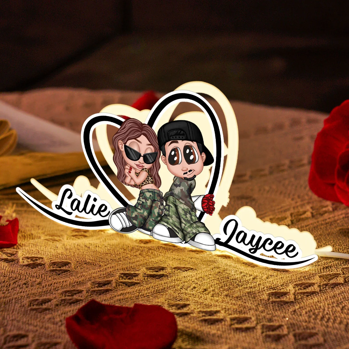 Y2K Couple Heart Shape With Names - Personalized Light Box - Unique Gift For Him, Gift For Her - Image 3
