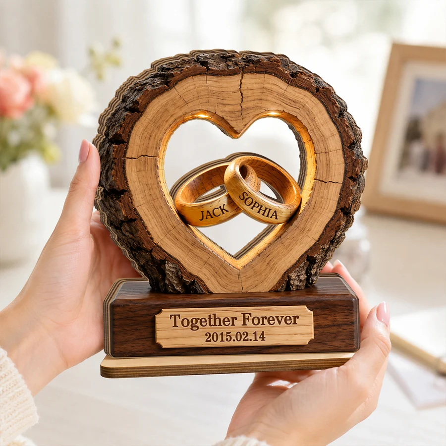 Together Forever Couple Anniversary 2D Flat Plaque - Personalized Wooden Plaque - Heartfelt Gift for Her, for Him - Image 2
