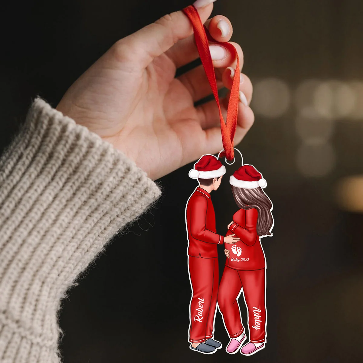 Expecting Parents Christmas Pregnancy - Personalized Acrylic Ornament - Image 3