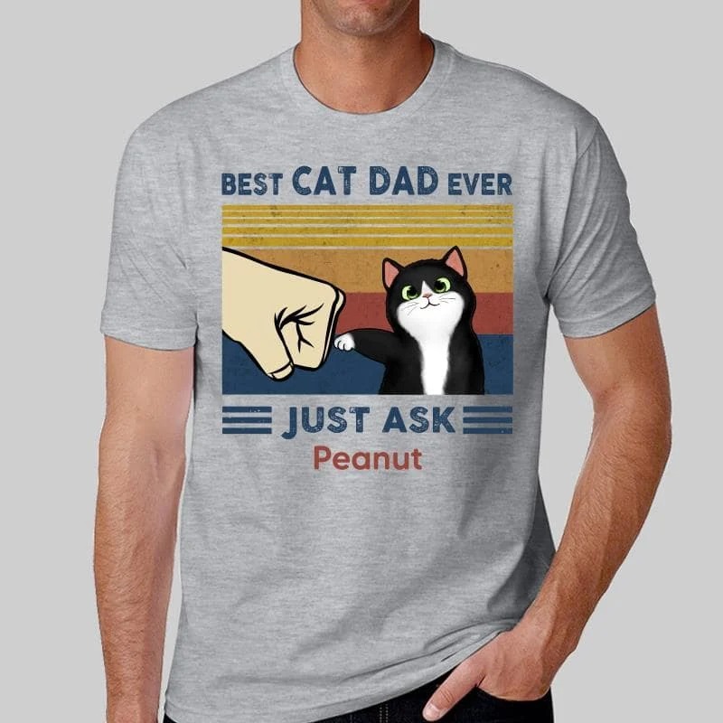 Perfect Gift for Cat Dads - Custom Cat Fist Bump - Personalized Shirt - Perfect Gift for Cat Dads - Image 4