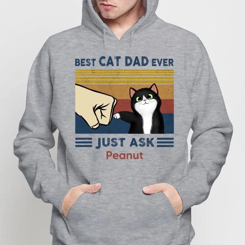 Perfect Gift for Cat Dads - Custom Cat Fist Bump - Personalized Shirt - Perfect Gift for Cat Dads - Image 2