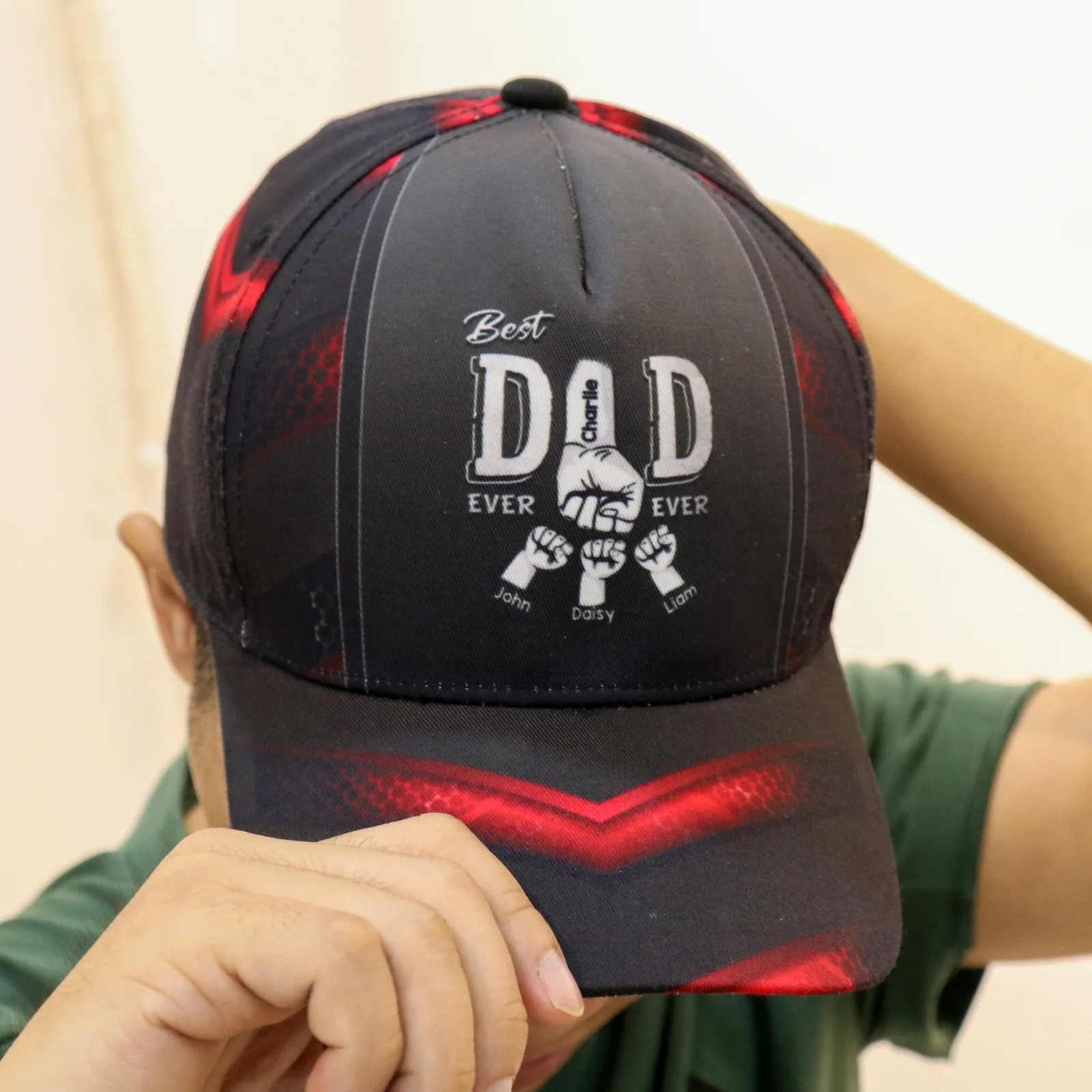 Best Dad Ever Fist Bump - Personalized Classic Cap - Gift For Dad, Gift For Husband, Gift For Grandpa - Image 3