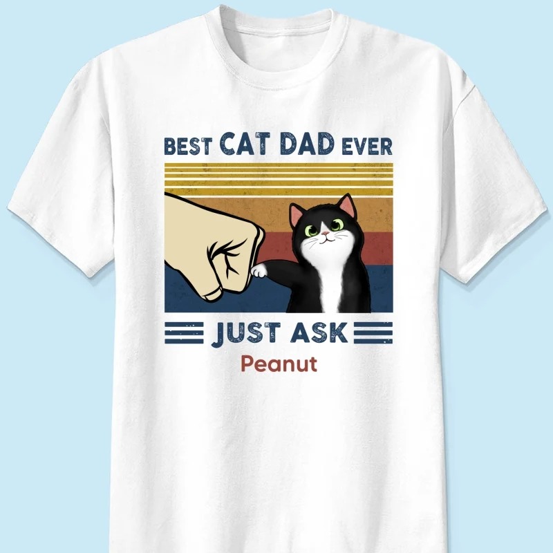 Perfect Gift for Cat Dads - Custom Cat Fist Bump - Personalized Shirt - Perfect Gift for Cat Dads - Image 3