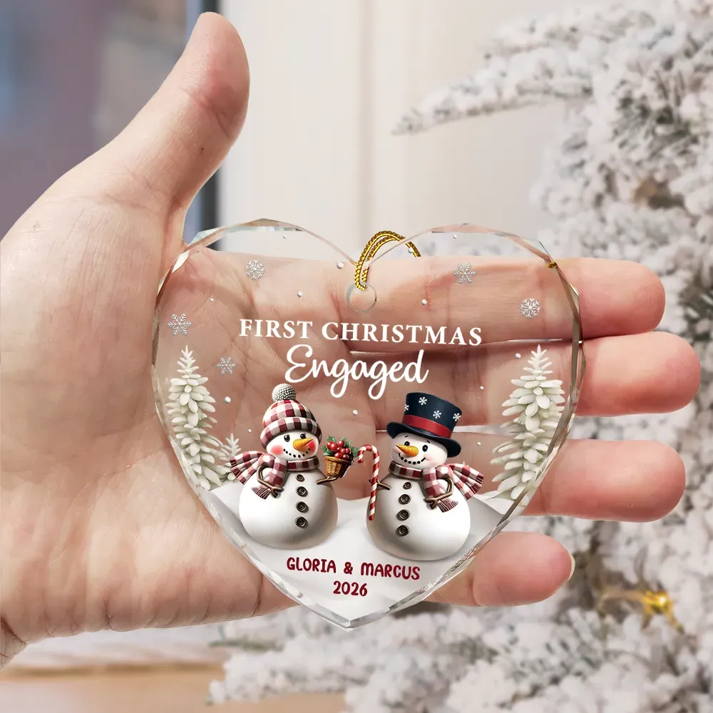 First Christmas As Mr & Mrs Snowman - Personalized Heart Shaped Ornament - Image 2