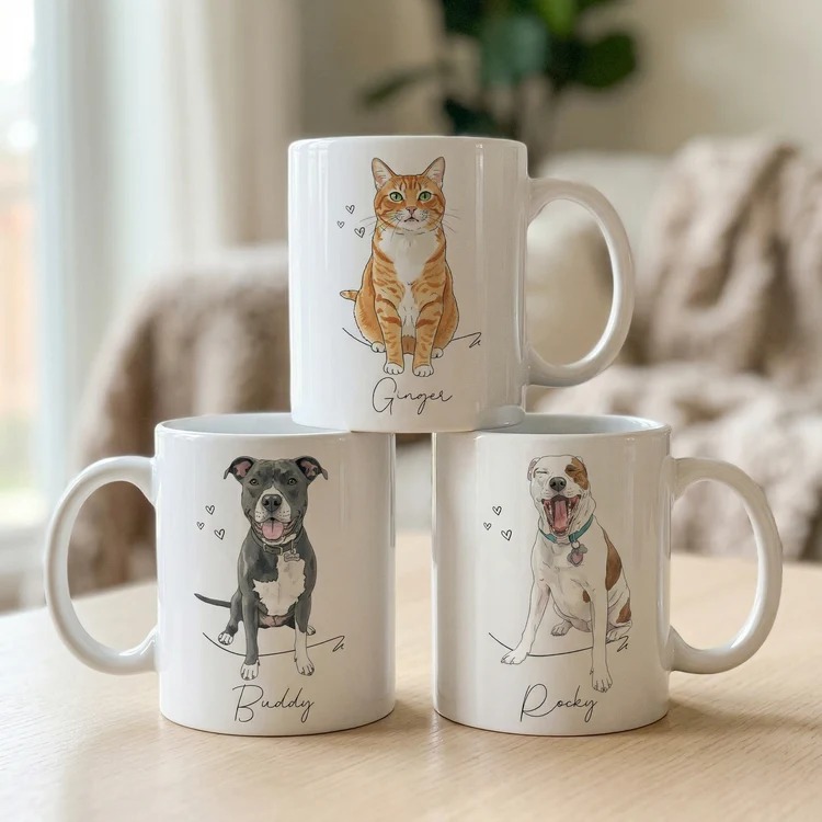 Custom Pet Portrait Watercolor Gift For Dog Lover, Cat Lover - Personalized Mug - Image 3