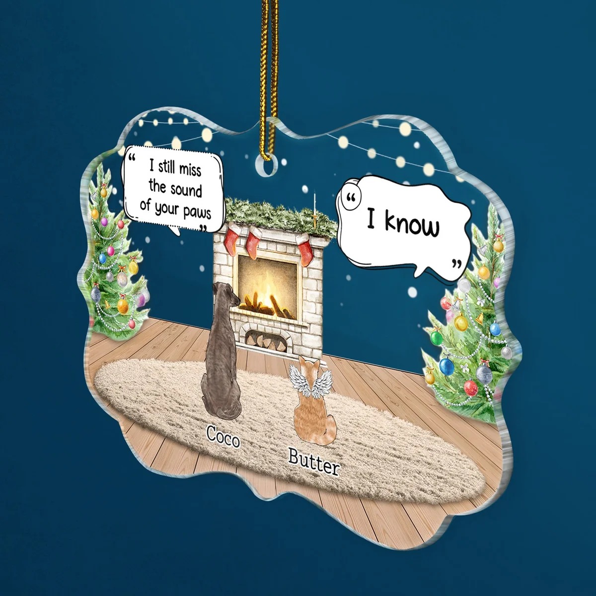 They Still Talk About You Cozy House - Memorial Christmas Gift For Pet Lovers - Personalized Medallion Acrylic Ornament - Image 3