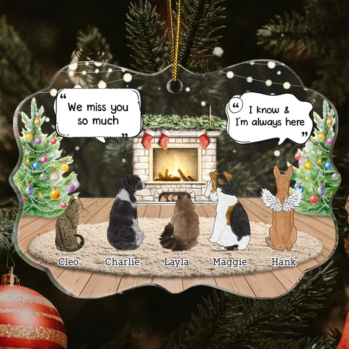 They Still Talk About You Cozy House - Memorial Christmas Gift For Pet Lovers - Personalized Medallion Acrylic Ornament - Image 4