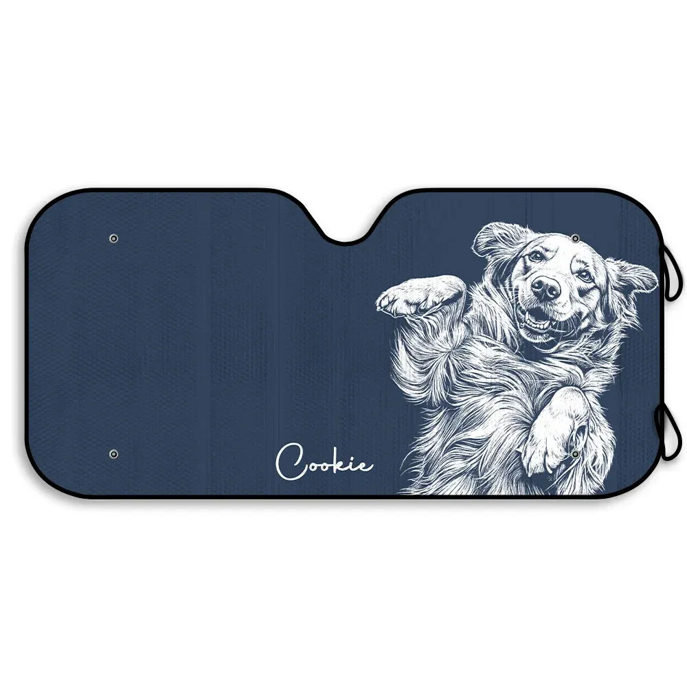 Custom Photo Pencil Sketch Dog Cat Funny Portrait - Personalized Auto Sunshade - Image 2