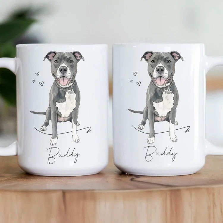 Custom Pet Portrait Watercolor Gift For Dog Lover, Cat Lover - Personalized Mug - Image 6