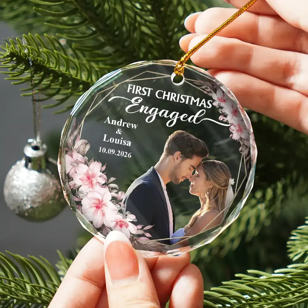 Custom Photo First Christmas Married - Personalized Ornament - Image 3