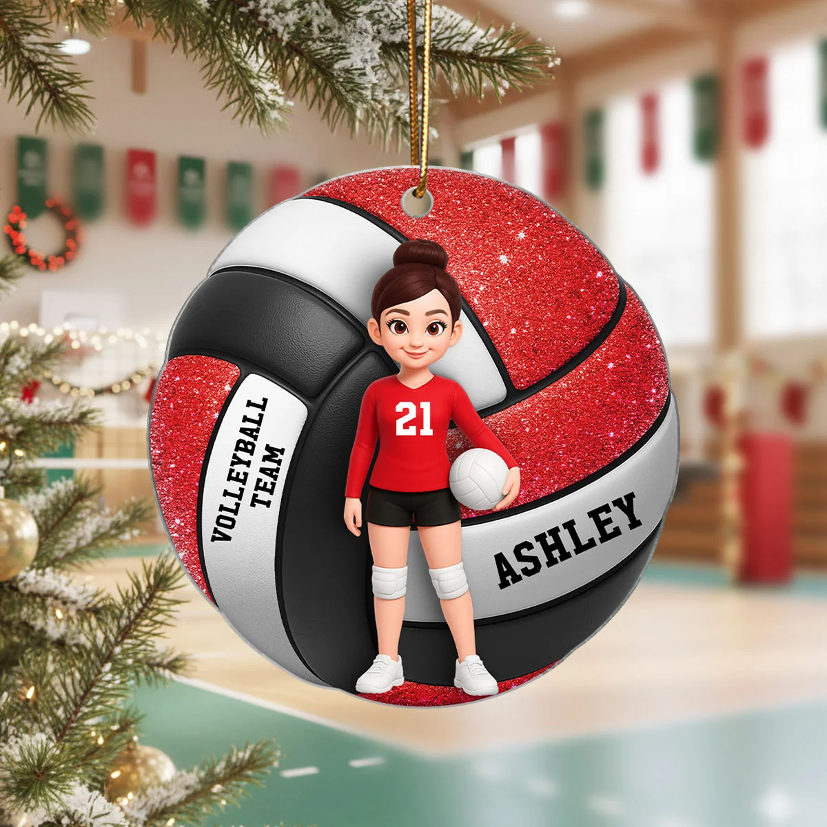 Volleyball Boy & Girl 3D Effect - Personalized Acrylic Ornament - Image 2