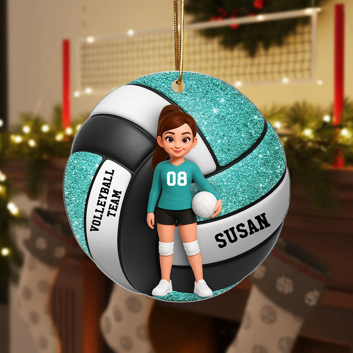 Volleyball Boy & Girl 3D Effect - Personalized Acrylic Ornament - Image 3