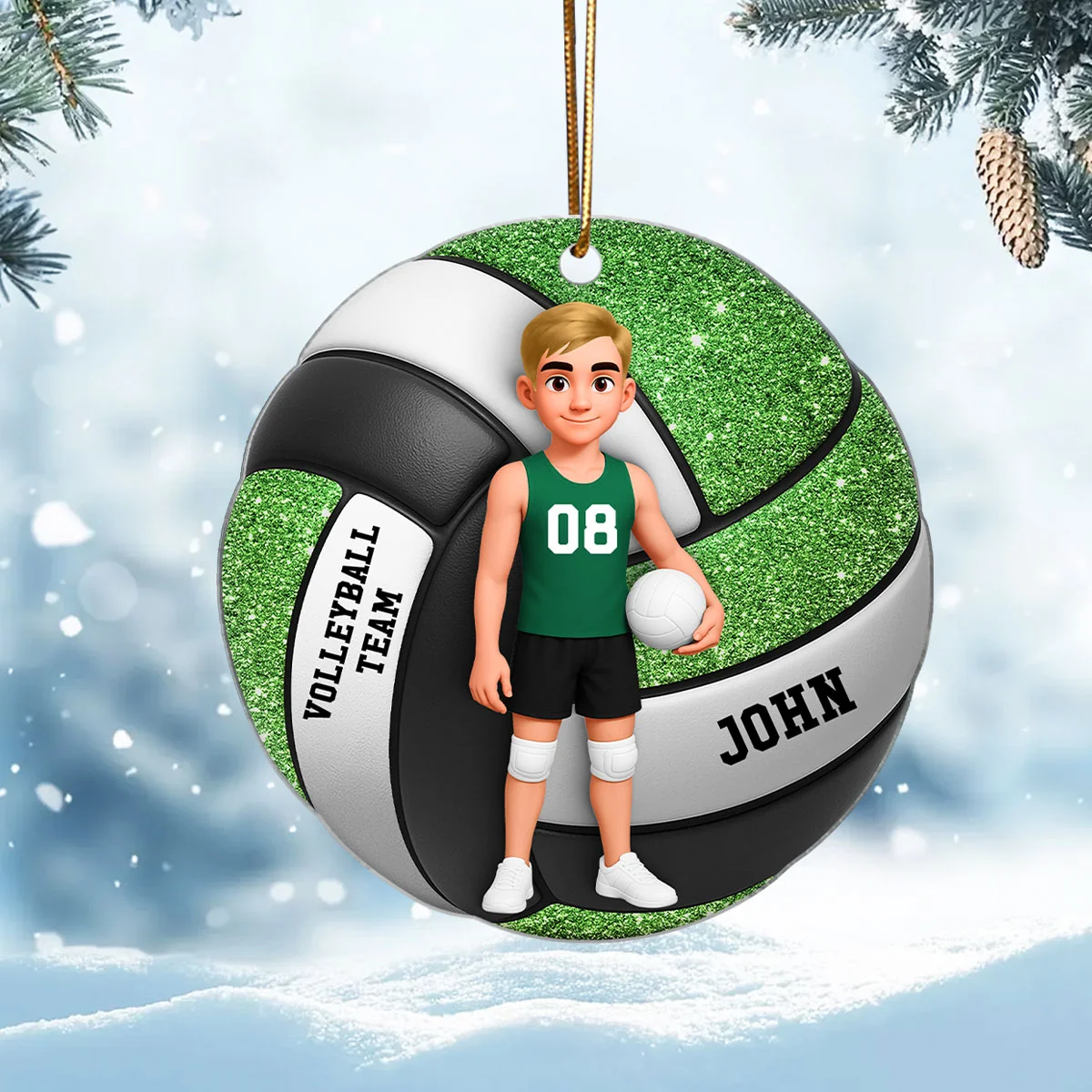 Volleyball Boy & Girl 3D Effect - Personalized Acrylic Ornament - Image 4
